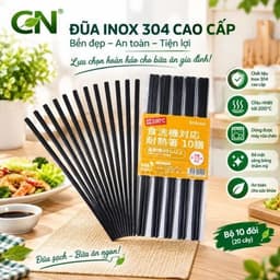 Bộ 10 đôi đũa nhựa đen- chịu nhiệt cao- kháng khuẩn tốt 1