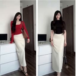 Chân Váy Dài Chấm Bi Nữ Dáng Suông Cạp Cao Tôn Dáng Váy Maxi Thanh Lịch Đi Làm Đi Chơi HQ85 | HQ Fashion 5