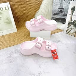 Dép Đúc Bánh Mì Nữ 2 Quai Khóa, Dép EVA Đế Cao Êm Nhẹ Chống Trượt 3