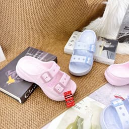 Dép Đúc Bánh Mì Nữ 2 Quai Khóa, Dép EVA Đế Cao Êm Nhẹ Chống Trượt 7