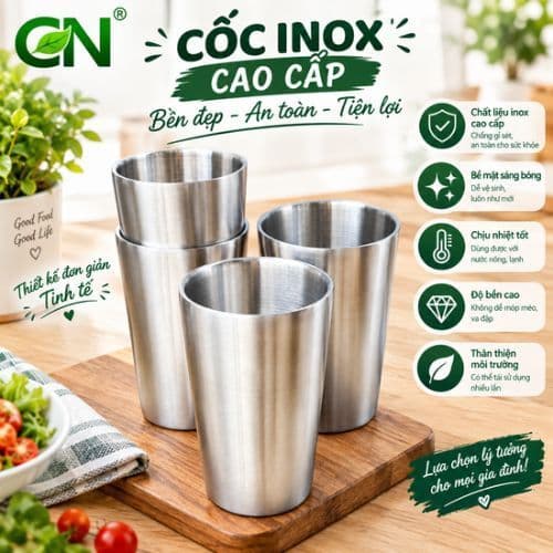 Ly Inox 2 Lớp Uông Nước-Ly Inox Uống Sinh Tố Uống Trà