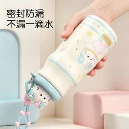 Bình Nước Giữ Nhiệt Cho Bé 500ML Dễ Thương Có Dây Đeo Và Ống Hút Chống Gỉ Giữ Nhiệt Tốt Phù Hợp Đi Học A6C5 8