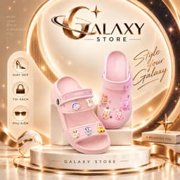 Sandal Nữ Đúc 2 Quai Có Hậu Đế Bánh Mì, Dép EVA Đế Cao Đính Charm 1