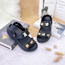Sandal Nữ Đúc 2 Quai Có Hậu Đế Bánh Mì, Dép EVA Đế Cao Đính Charm 5
