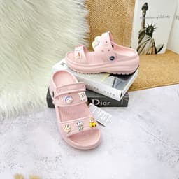 Sandal Nữ Đúc 2 Quai Có Hậu Đế Bánh Mì, Dép EVA Đế Cao Đính Charm 4