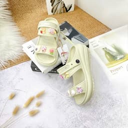 Sandal Nữ Đúc 2 Quai Có Hậu Đế Bánh Mì, Dép EVA Đế Cao Đính Charm 7
