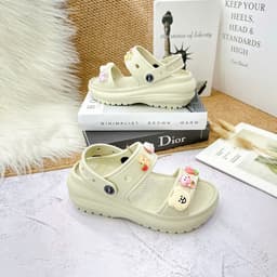 Sandal Nữ Đúc 2 Quai Có Hậu Đế Bánh Mì, Dép EVA Đế Cao Đính Charm 6