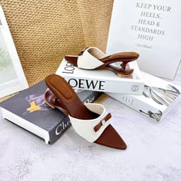 Guốc Nữ Mũi Nhọn Phối Nơ Đính Đá, Guốc Cao Gót Hở Gót Thanh Lịch 2