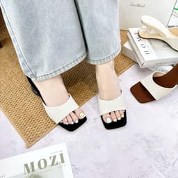 Guốc Nữ Mũi Vuông Quai Bản Dệt, Cao Gót Cách Điệu Thanh Lịch 5