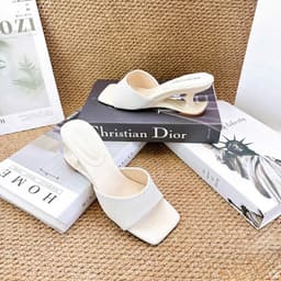 Guốc Nữ Mũi Vuông Quai Bản Dệt, Cao Gót Cách Điệu Thanh Lịch 8