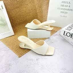 Guốc Nữ Mũi Vuông Quai Bản Dệt, Cao Gót Cách Điệu Thanh Lịch 7