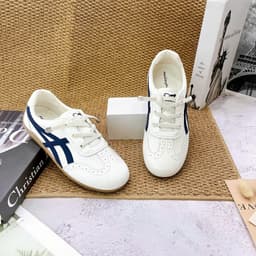 Giày Bata Nữ  Phối Màu  Đế Gum, Sneaker Retro Đế Bệt Buộc Dây 4