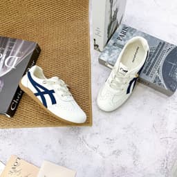 Giày Bata Nữ  Phối Màu  Đế Gum, Sneaker Retro Đế Bệt Buộc Dây 2