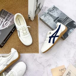 Giày Bata Nữ  Phối Màu  Đế Gum, Sneaker Retro Đế Bệt Buộc Dây 5