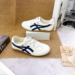 Giày Bata Nữ  Phối Màu  Đế Gum, Sneaker Retro Đế Bệt Buộc Dây 7