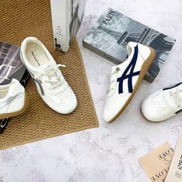 Giày Bata Nữ  Phối Màu  Đế Gum, Sneaker Retro Đế Bệt Buộc Dây 6