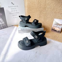 Sandal Bánh Mì Nữ 2 Quai Dán Có Hậu, Đế Platform Dày Tăng Chiều Cao 4