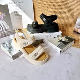 Sandal Bánh Mì Nữ 2 Quai Dán Có Hậu, Đế Platform Dày Tăng Chiều Cao 6