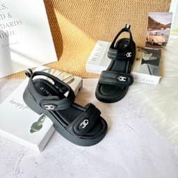Sandal Bánh Mì Nữ 2 Quai Dán Có Hậu, Đế Platform Dày Tăng Chiều Cao 5
