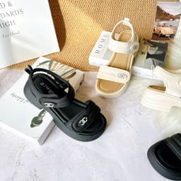 Sandal Bánh Mì Nữ 2 Quai Dán Có Hậu, Đế Platform Dày Tăng Chiều Cao 7