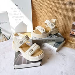 Sandal Bánh Mì Nữ 2 Quai Dán Có Hậu, Đế Platform Dày Tăng Chiều Cao 3