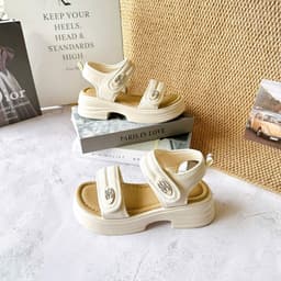 Sandal Bánh Mì Nữ 2 Quai Dán Có Hậu, Đế Platform Dày Tăng Chiều Cao 8