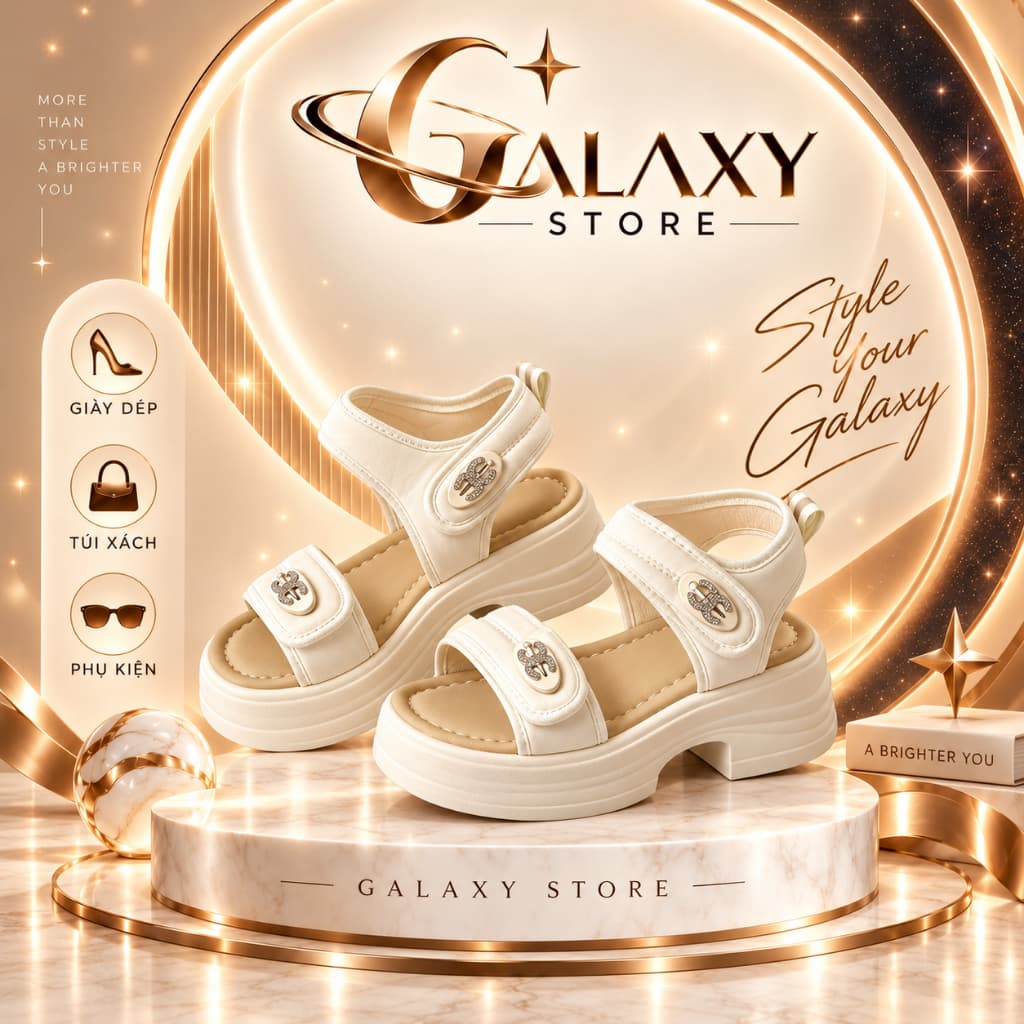 Sandal Bánh Mì Nữ 2 Quai Dán Có Hậu, Đế Platform Dày Tăng Chiều Cao