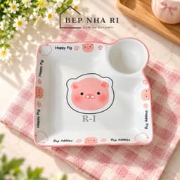 Bát Đĩa Gốm Sứ Họa Tiết  Heo Hồng Xinh Xắn Dễ Thương Dùng Cho Bữa Ăn Gia Đình, Decor Bàn Ăn 6