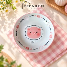 Bát Đĩa Gốm Sứ Họa Tiết  Heo Hồng Xinh Xắn Dễ Thương Dùng Cho Bữa Ăn Gia Đình, Decor Bàn Ăn 8