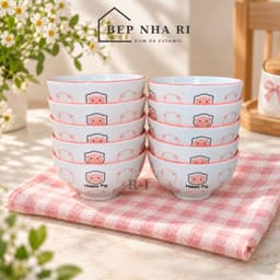 Bát Đĩa Gốm Sứ Họa Tiết  Heo Hồng Xinh Xắn Dễ Thương Dùng Cho Bữa Ăn Gia Đình, Decor Bàn Ăn 7