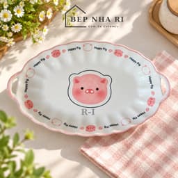 Bát Đĩa Gốm Sứ Họa Tiết  Heo Hồng Xinh Xắn Dễ Thương Dùng Cho Bữa Ăn Gia Đình, Decor Bàn Ăn 2