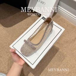 [Chân Gầy - Lùi 1 Size] Giày Búp Bê MEYBANNI Mũi Vuông Độn Đế 3cm Lưới Mềm Đính Hạt Đá Siêu Xinh - C108 4
