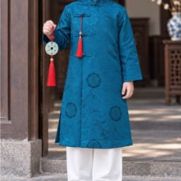 Áo dài bé trai Trung Thu Lễ Tết - Họa tiết chữ Phúc Thọ - bế mặt vải bắt sáng sang trọng - chất liệu Gấm dệt cao cấp 5