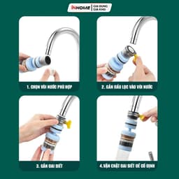 Combo 5 Đầu Vòi Lọc Nước 6 Lớp  Xoay 360° Linh Hoạt, Lọc Sạch Cặn Bẩn Tạp Chất kdn1511 8