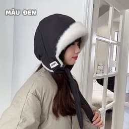 Mũ Bomber Nữ Lót Lông Cừu Siêu Mềm HOPI, Mũ Giữ Ấm Tai Mùa Đông Chống Gió Lạnh Thời Trang Hàn Quốc 9