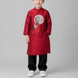 Áo dài bé trai hình ngựa - chất liệu gấm dệt cao cấp - đủ size cho bé 8 - 48 ký - mẫu mới 2026 3