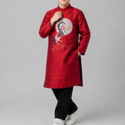 Áo dài bé trai hình ngựa - chất liệu gấm dệt cao cấp - đủ size cho bé 8 - 48 ký - mẫu mới 2026 4