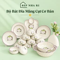[ BepNhaRi ] Bộ Bát Đĩa Gốm Sứ Họa Tiết Măng Cụt CƠ BẢN - Gốm Sứ Cao Cấp Độc Đáo, Sang Trọng Cho Bàn Ăn Gia Đình 1