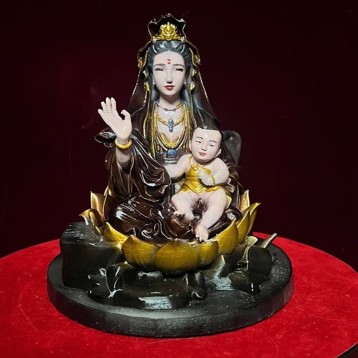 Tượng Quan âm Tống tử in 3d . cao 17 cm