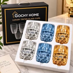 [ GOCHY ] Bộ 6 Ly Thủy Tinh GOCHY HOME 300ml Vân Ong Dập Nổi 3D, Cốc Uống Nước Soda-Lime Không Chì, Dày Dặn Sang Trọng- Mix Màu 2