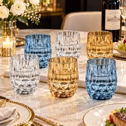 [ GOCHY ] Bộ 6 Ly Thủy Tinh GOCHY HOME 300ml Vân Ong Dập Nổi 3D, Cốc Uống Nước Soda-Lime Không Chì, Dày Dặn Sang Trọng- Mix Màu 3