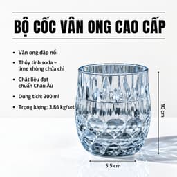 [ GOCHY ] Bộ 6 Ly Thủy Tinh GOCHY HOME 300ml Vân Ong Dập Nổi 3D, Cốc Uống Nước Soda-Lime Không Chì, Dày Dặn Sang Trọng- Mix Màu 7
