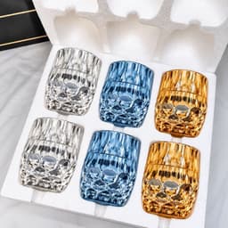 [ GOCHY ] Bộ 6 Ly Thủy Tinh GOCHY HOME 300ml Vân Ong Dập Nổi 3D, Cốc Uống Nước Soda-Lime Không Chì, Dày Dặn Sang Trọng- Mix Màu 5