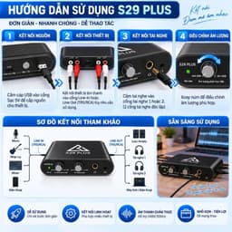 Box Stereo S29 Plus 24Bit/92kHz – Bộ Chuyển Đổi Âm Thanh Livestream, Thu Âm, 2 Cổng Tai Nghe, Line In/Out 6
