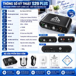Box Stereo S29 Plus 24Bit/92kHz – Bộ Chuyển Đổi Âm Thanh Livestream, Thu Âm, 2 Cổng Tai Nghe, Line In/Out 8