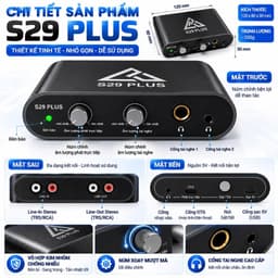 Box Stereo S29 Plus 24Bit/92kHz – Bộ Chuyển Đổi Âm Thanh Livestream, Thu Âm, 2 Cổng Tai Nghe, Line In/Out 3