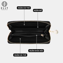 [Tặng hộp 20.10] Ví nữ ELLY EVH68 da tổng hợp cao cấp ví cầm tay dài thời trang chính hãng 6