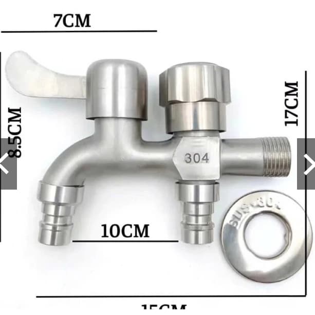 [ VÒI INOX 304 ] Vòi nước 2 đầu ra inox, Vòi nước 2 đầu cho máy giặt chia nước thành 2 cổng xả độc lập