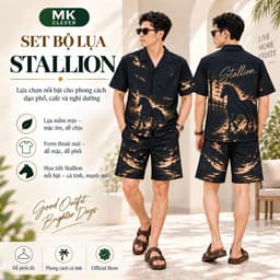 Set Bộ lụa Nam Stallion MKCLEVER chất lụa mịn mát, thoáng mát, co giãn, form dáng thoải mái, trẻ trung 1