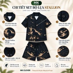 Set Bộ lụa Nam Stallion MKCLEVER chất lụa mịn mát, thoáng mát, co giãn, form dáng thoải mái, trẻ trung 3